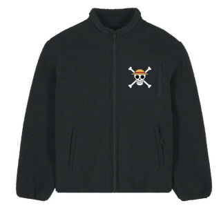 Cotton Division Sherpa Jacket - One Piece - Logo Straw Hat Pirates (Skull) (Black) (XXL)